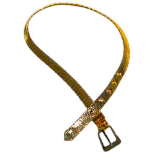 Whiting & Davis Vintage Skinny Gold Mesh Belt - Picture 1 of 7